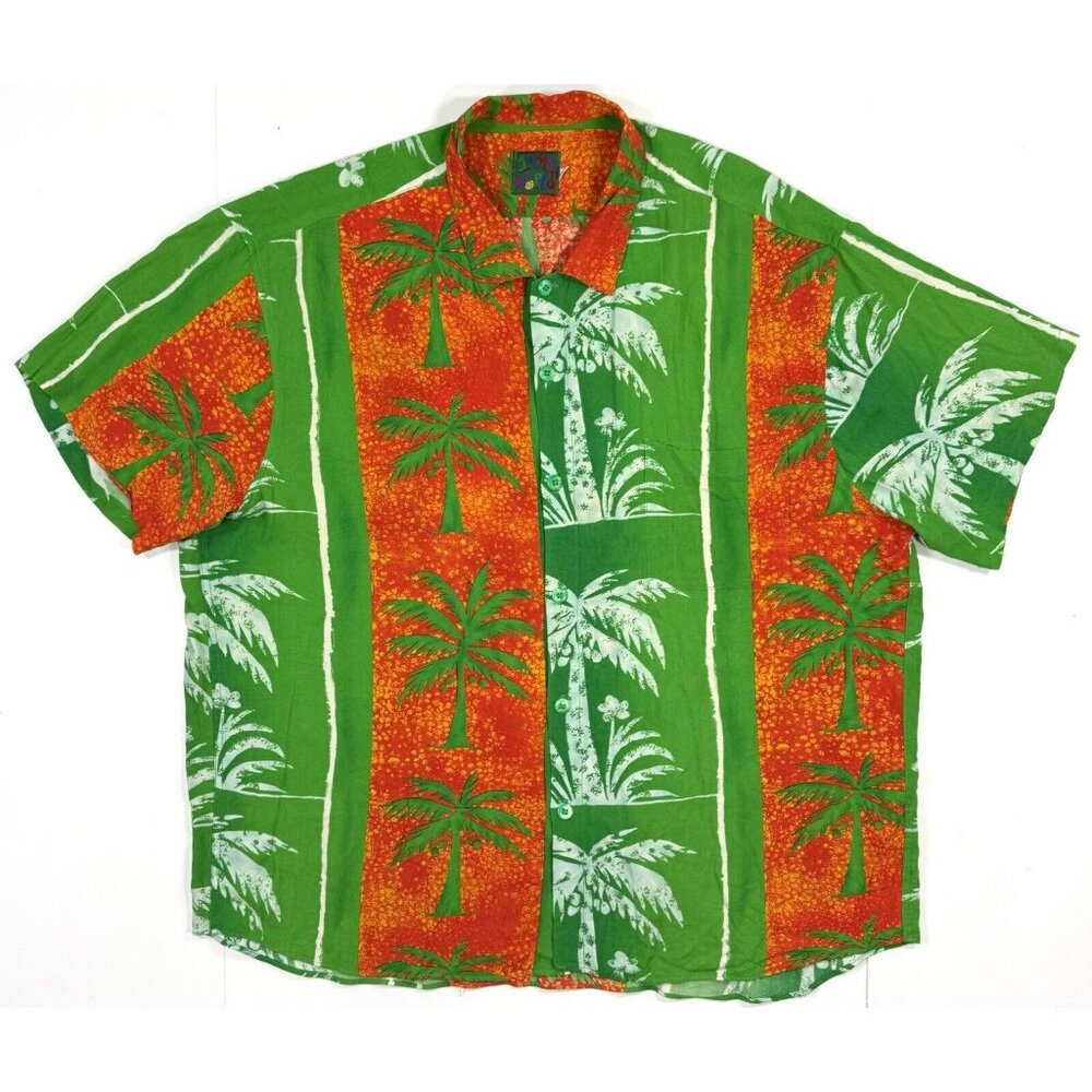 Vintage Jams World Shirt Mens 2XL Hawaiian Tropical Coconut Palm Tree Beach